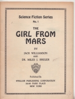 The Girl From Mars (inscribed to Gerry de la Ree).. Image for The Girl From Mars (inscribed to Gerry de la Ree)..